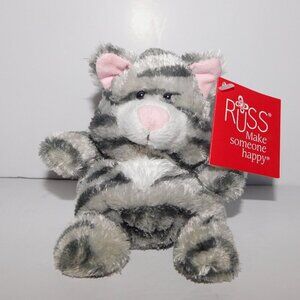 Russ Berrie Luvvies Jill Gray Tabby Cat Kitten New with Tag 5" Bean Bag Plush